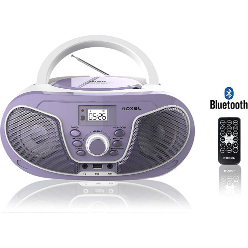 have tillid mikro stereoanlæg Roxel RCD-S70BT Portable Boombox CD Player with Bluetooth, Remote  Control,FM Radio, USB MP3 Playback - Purple - Deal Mania UK