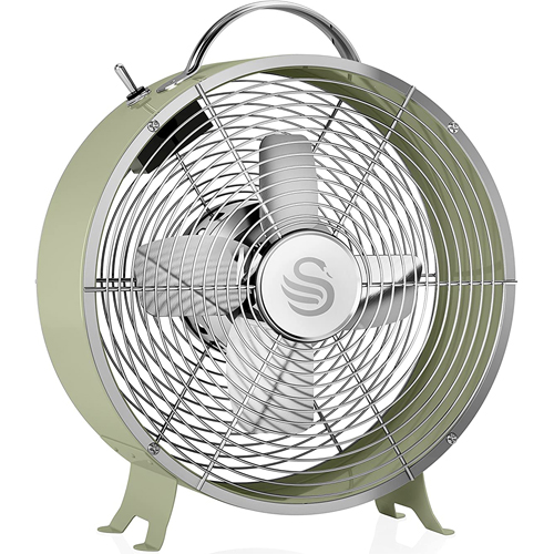 Swan SFA12630CN, Retro 8 Inch Floor, Desk Clock Fan, Low Noise, Aluminium Blades, 20w