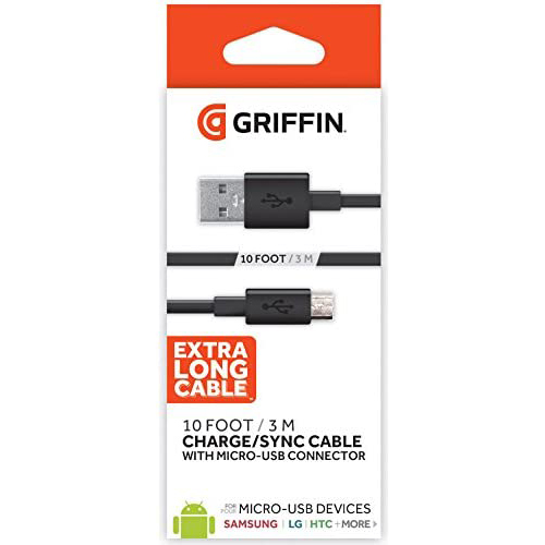 Griffin 3 m Extra Long USB to Micro USB Charging Cable - Black